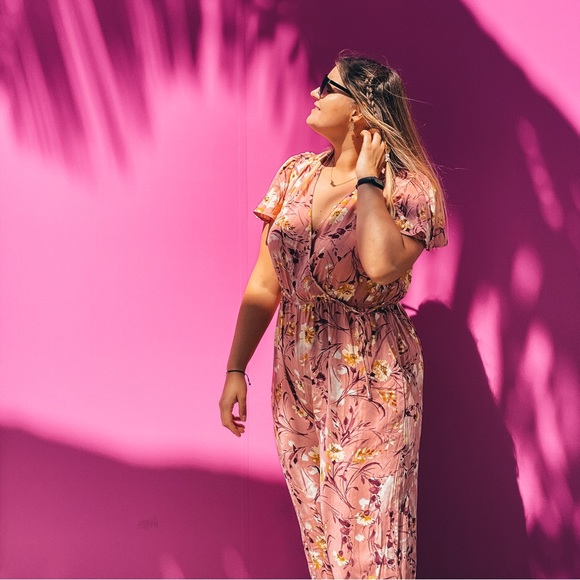 NEW Jumpsuit Romper - pink with flower pattern - Picture 2 of 2